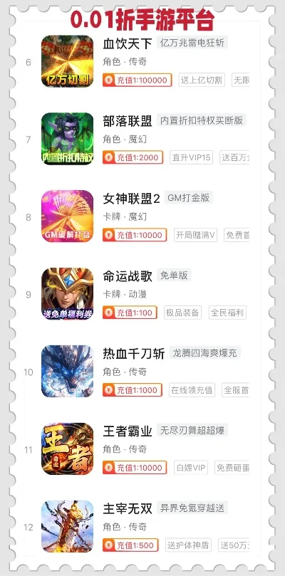 各类手游折扣排行榜-手游折扣省钱攻略