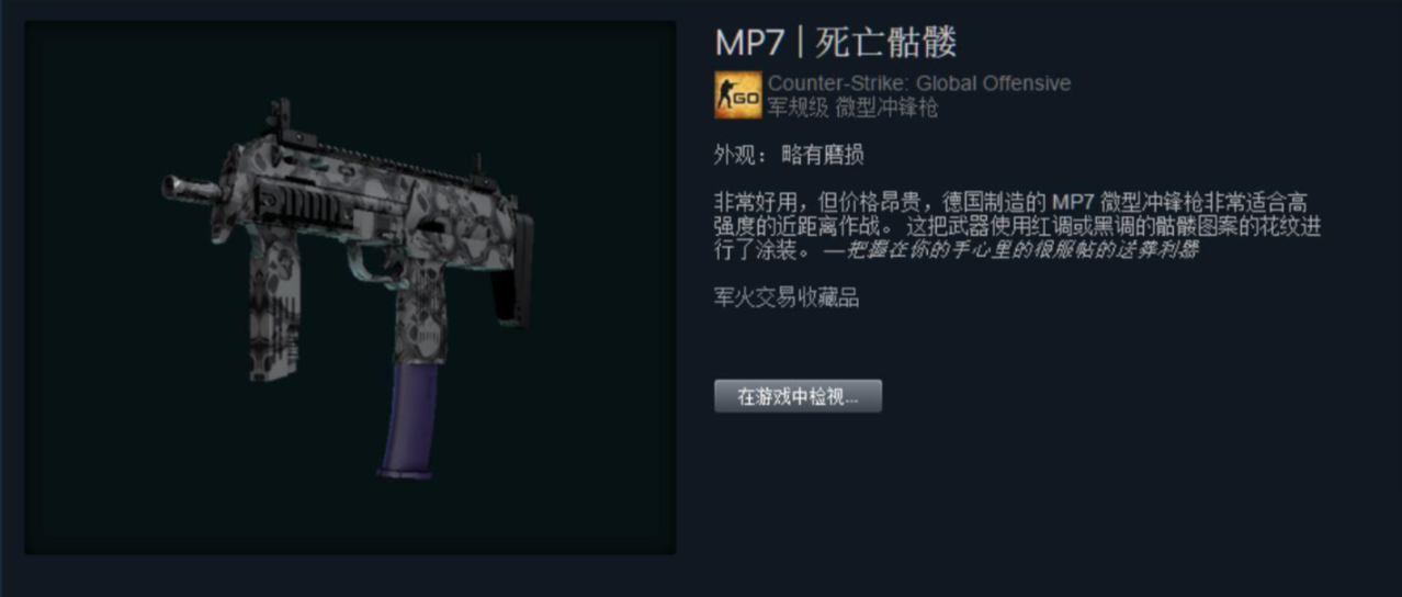 CS2 MP7死亡骷髅皮肤深度解析：外观、价格与市场全知道