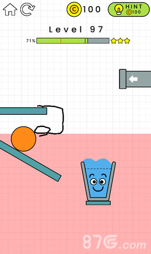 HappyGlass第97关通关攻略：固定黄球与巧用水流的核心技巧