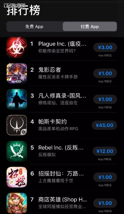 2025年苹果AppStore付费游戏TOP10大盘点