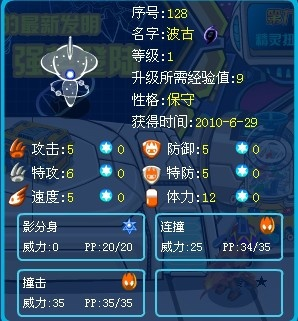 赛尔号波古种族值