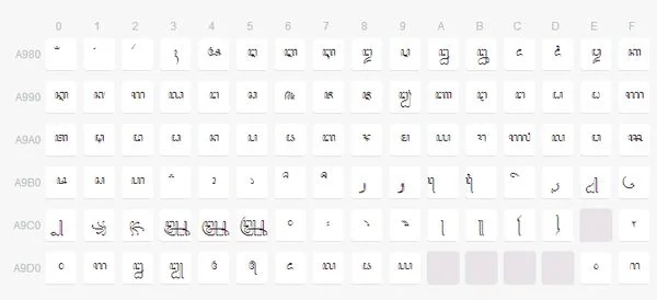 爪哇语符号大全可复制