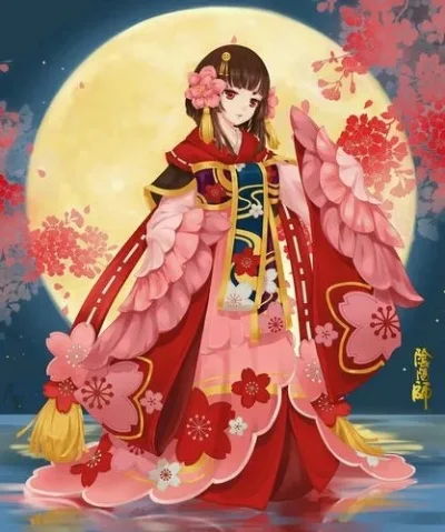 樱花树 红色 神秘妖怪-红色樱花藏妖怪