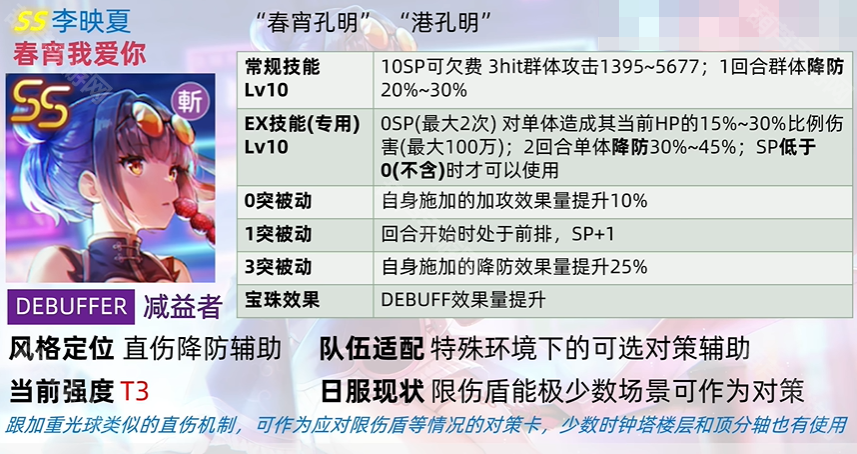 港孔明抽取分析:特殊环境减益者,非顶分不推荐,暗队可考虑歪卡