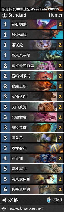 炉石传说五月稳定上传说：中速猎卡组详解与对阵分析