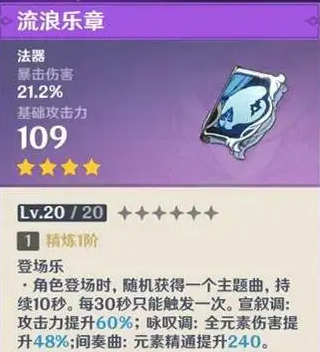 流浪乐章满级属性详解：莫娜的得意武器有多强？