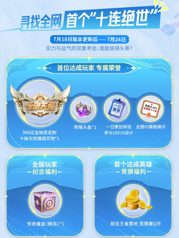 王者荣耀首个十连绝世福利活动全解析