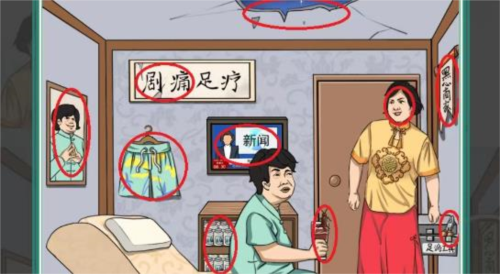 疯狂梗传足疗店找茬通关攻略：透视镜全解析
